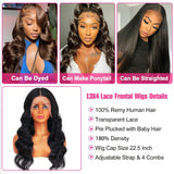Body Wave Human Hair Wig 13X6 HD Lace Front Wigs Human Hair Pre Plucked 200 Density Body Wave Lace Front Wigs Human Hair Frontal Wigs for Black Women Lace Front Wig 28 Inch