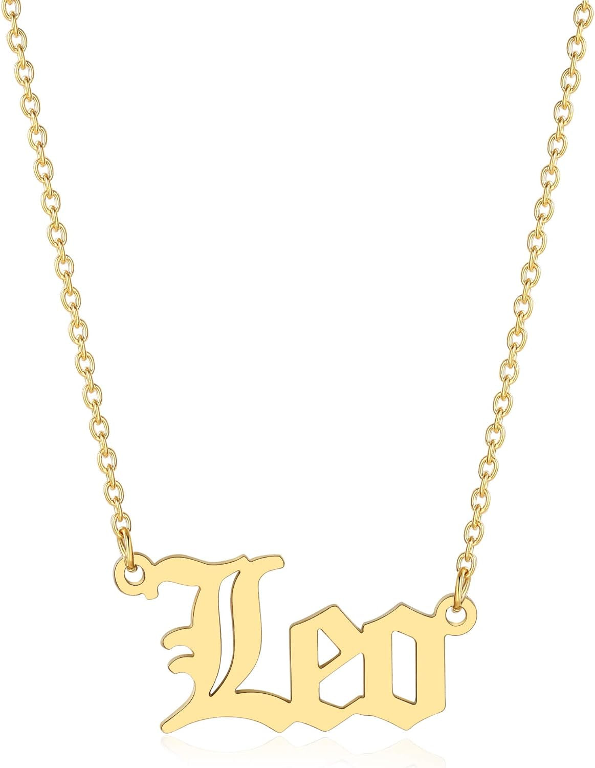 Old English Zodiac Necklace for Women, Horoscope Birth Star Sign Letter Astrology Constellation Necklace Birthday Gift