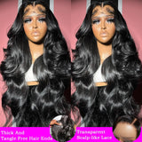 Body Wave Lace Front Wigs Human Hair Pre Plucked 180% Density 13X4 HD Transparent Human Hair Lace Front Wigs for Black Women Glueless 28 Inch Brazilian Virgin Natural Black Wigs with Baby Hair
